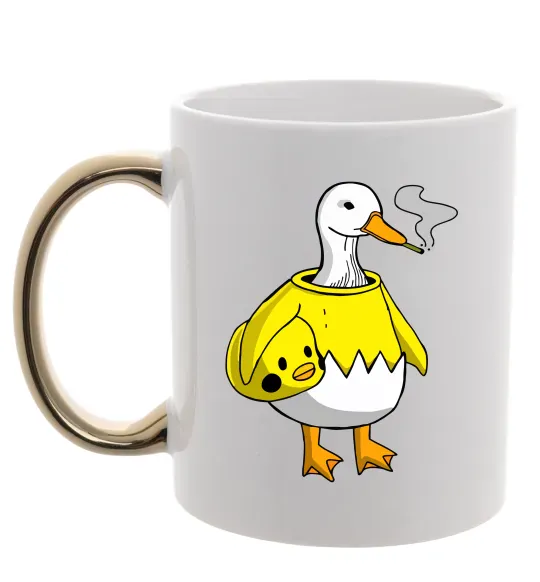 Чашка с цветной ручкой Качка аніматор Золото фото