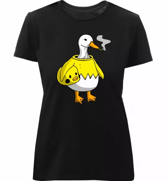 Жіноча преміум футболка Качка аніматор Чорний фото