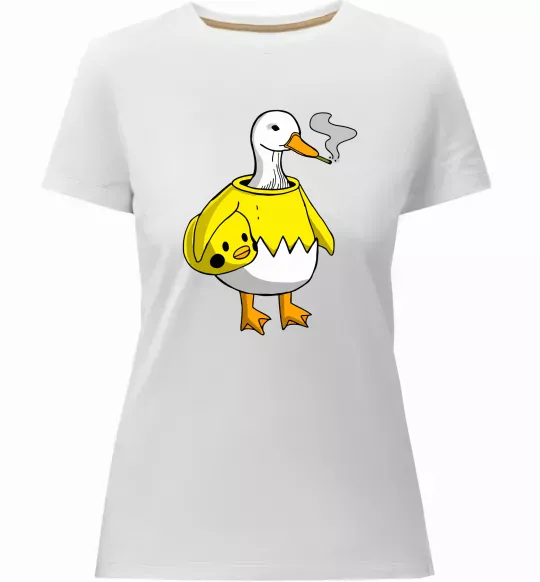 Жіноча преміум футболка Качка аніматор Білий фото