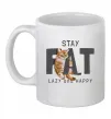 Чашка керамічна Stay fat lazy and happy Білий Чашка керамічна Stay fat lazy and happy Білий фото