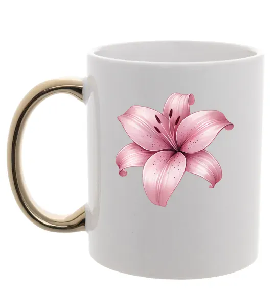 Чашка з кольоровою ручкою Лілія Золото фото