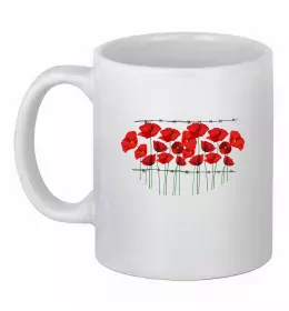 Чашка керамічна Серце квіти Білий фото