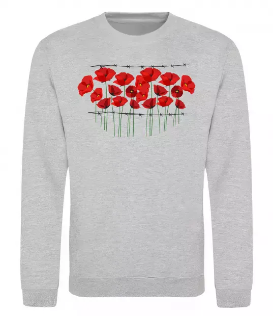 Свитшот Маки колючий дріт Серый меланж фото