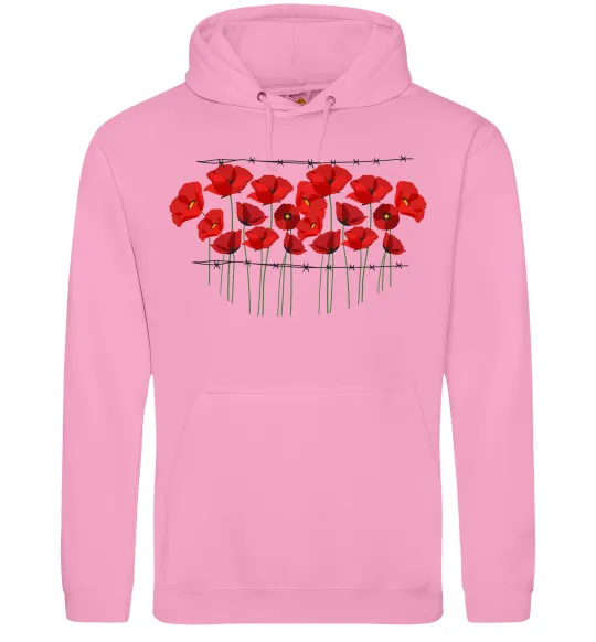 Мужская толстовка (худи) Маки колючий дріт Розовый фото