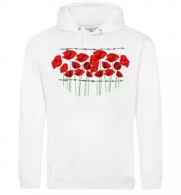 Мужская толстовка (худи) Маки колючий дріт Белый фото