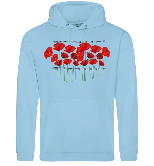 Мужская толстовка (худи) Маки колючий дріт Голубой фото