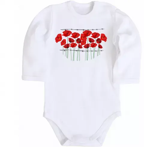 Детский боди Маки колючий дріт Белый фото