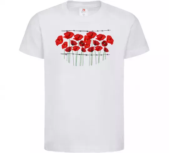 Дитяча футболка Маки колючий дріт Білий фото