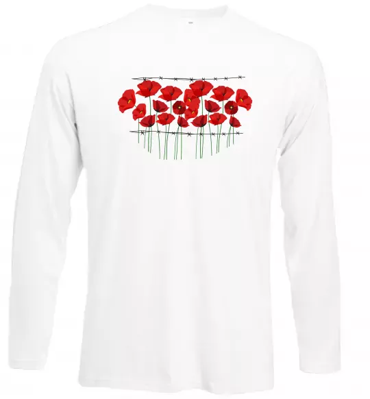 Лонгслив Маки колючий дріт Белый фото