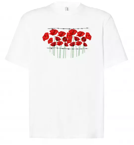 Футболка Оверсайз Маки колючий дріт Белый фото