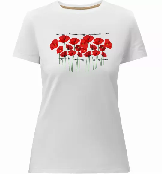 Женская премиум футболка Маки колючий дріт Белый фото