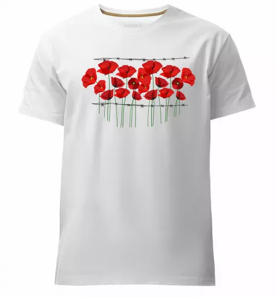 Мужская премиум футболка Маки колючий дріт Белый фото