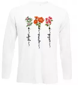 Лонгслів Мозок з квітами Білий фото