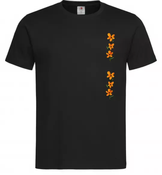 Чоловіча футболка Квіти помаранчеві Чорний фото