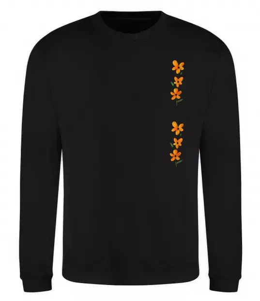 Світшот Квіти помаранчеві Чорний фото