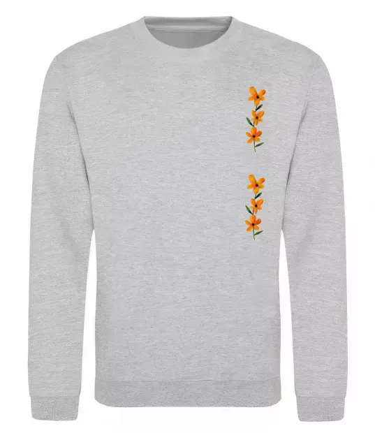 Світшот Квіти помаранчеві Сірий меланж фото