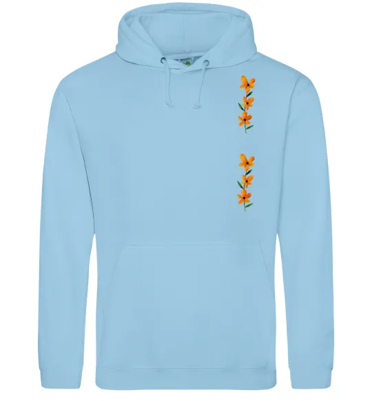 Жіноча толстовка (худі) Квіти помаранчеві Блакитний фото