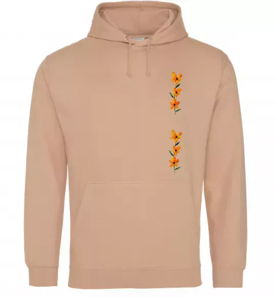 Чоловіча толстовка (худі) Квіти помаранчеві Пісочний фото