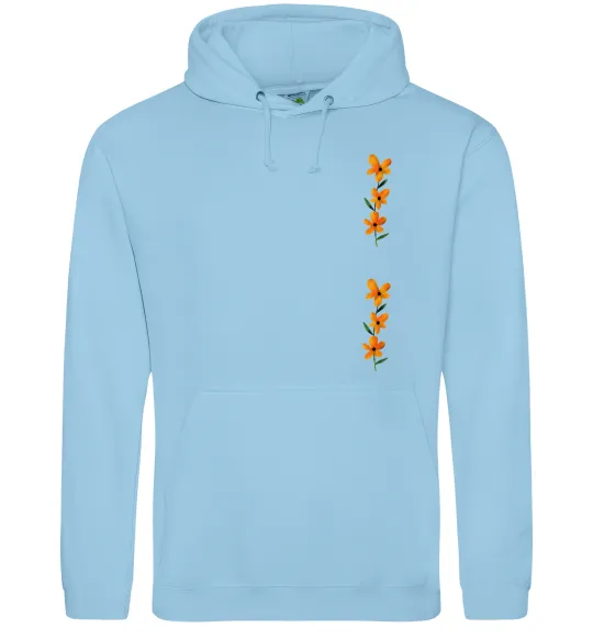 Мужская толстовка (худи) Квіти помаранчеві Голубой фото