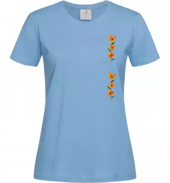 Женская футболка Квіти помаранчеві Голубой фото