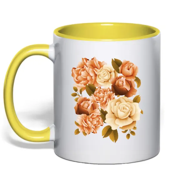 Чашка с цветной ручкой Троянди Лимонный фото