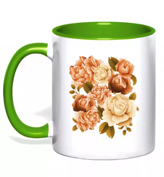 Чашка с цветной ручкой Троянди Зеленый фото