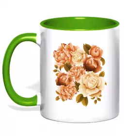 Чашка з кольоровою ручкою Маки Зелений фото Чашка з кольоровою ручкою Маки Зелений фото