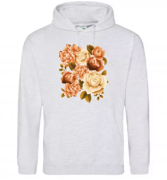 Мужская толстовка (худи) Троянди Серый меланж фото