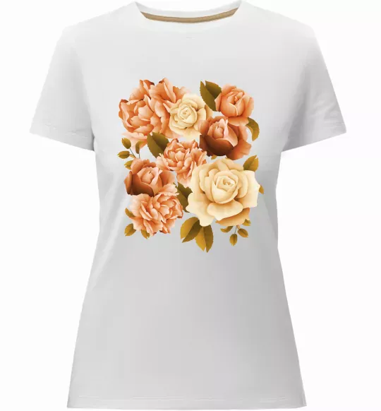 Женская премиум футболка Троянди Белый фото