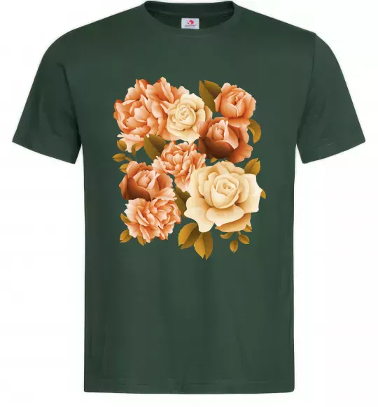 Мужская футболка Троянди Темно-зеленый фото