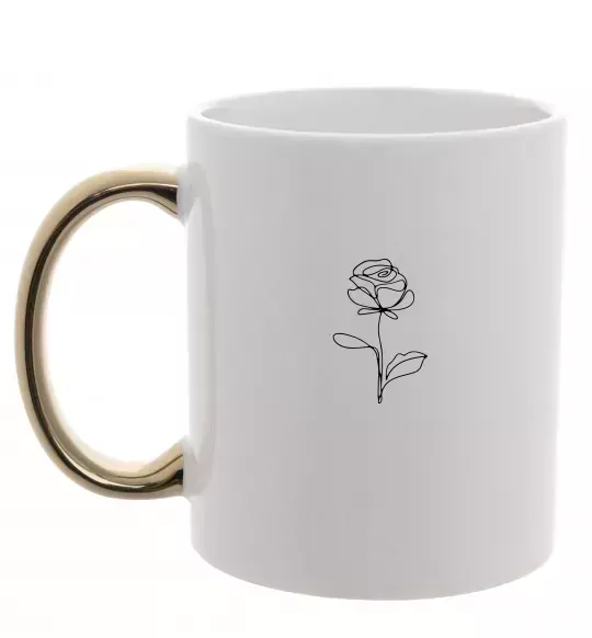 Чашка с цветной ручкой Троянда ЧБ ВИШИВКА Золото фото