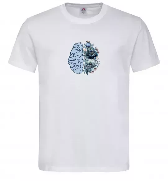Чоловіча футболка Мозок з квітами Білий фото