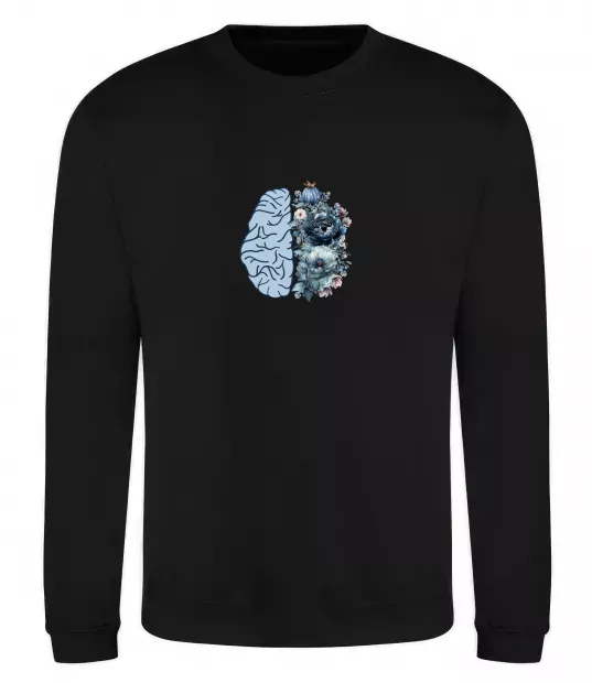 Світшот Мозок з квітами Чорний фото