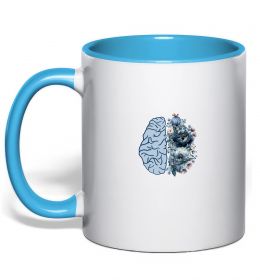 Чашка с цветной ручкой Мозок з квітами