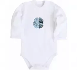 Детский боди Мозок з квітами Белый фото