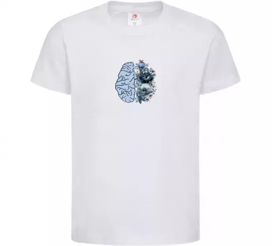 Детская футболка Мозок з квітами Белый фото
