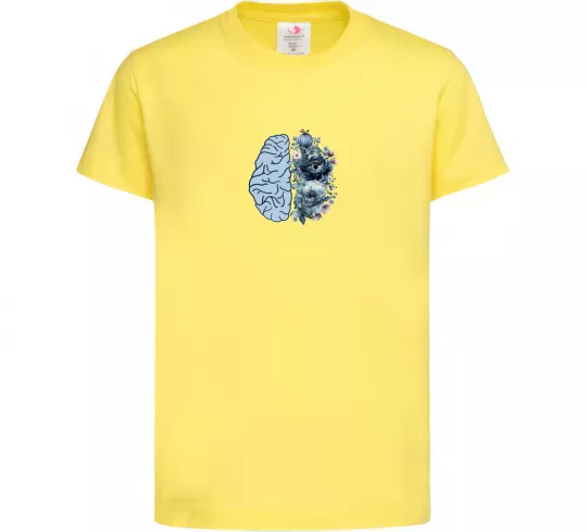 Детская футболка Мозок з квітами Лимонный фото