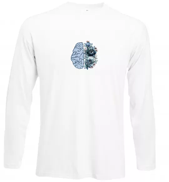 Лонгслів Мозок з квітами Білий фото