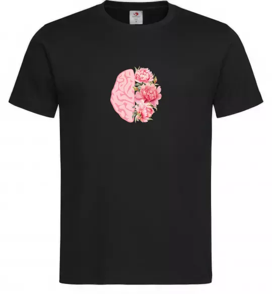 Чоловіча футболка Мозок квіти Чорний фото