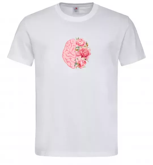 Чоловіча футболка Мозок квіти Білий фото