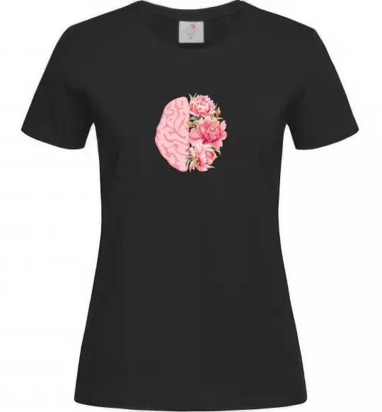 Жіноча футболка Мозок квіти Чорний фото