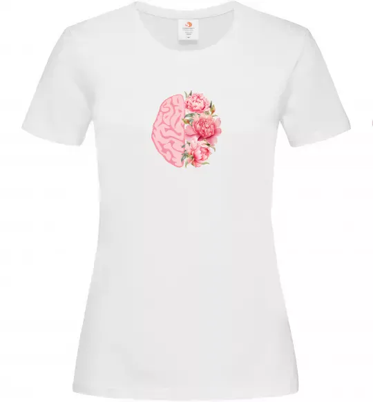 Жіноча футболка Мозок квіти Білий фото