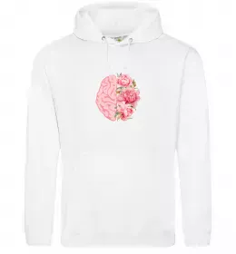 Мужская толстовка (худи) Мозок квіти Белый фото
