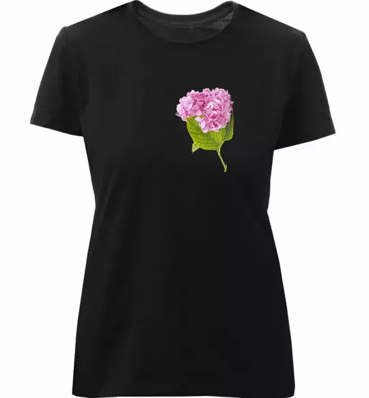 Жіноча преміум футболка Гортензії 1 Чорний фото