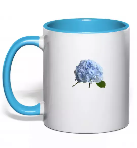Чашка с цветной ручкой Гортензії 2 Голубой фото
