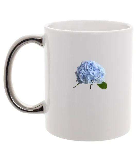 Чашка с цветной ручкой Гортензії 2 Серебро фото