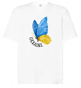 Футболка Оверсайз Ukraine метелик Белый фото