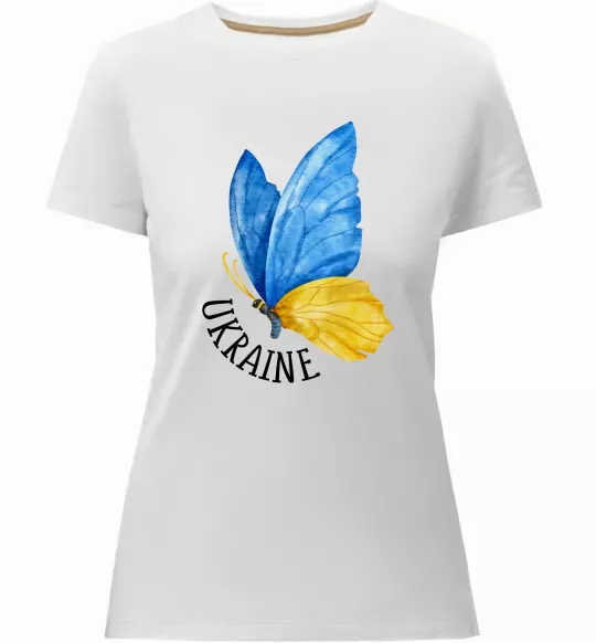 Женская премиум футболка Ukraine метелик Белый фото