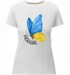 Женская премиум футболка Ukraine метелик Белый фото