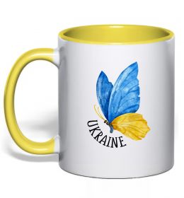 Чашка с цветной ручкой Ukraine метелик